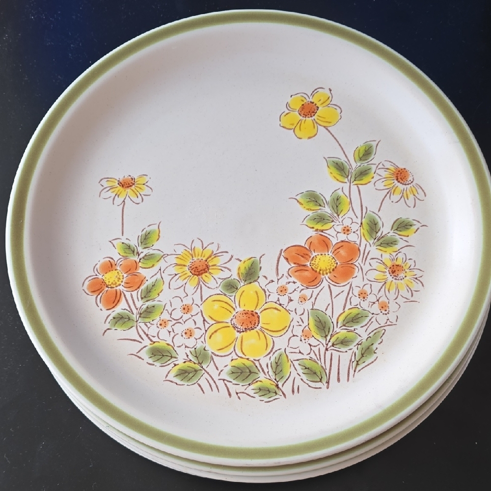 Floral Spring Collection Stoneware  Dinner Plates Set Of 4